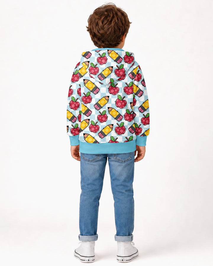 Checkered Apple Scribbles Bamboo Zip Hoodie