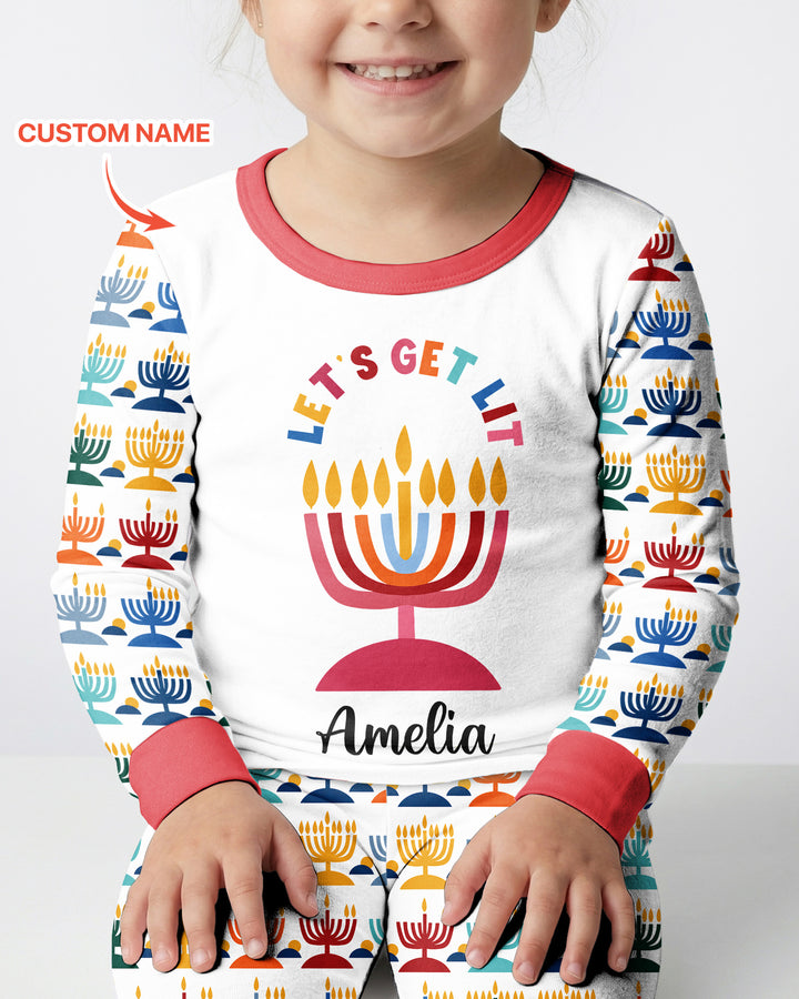 Let's Get Lit Hanukkah Bamboo Two Piece Long Sleeve Pajama Set