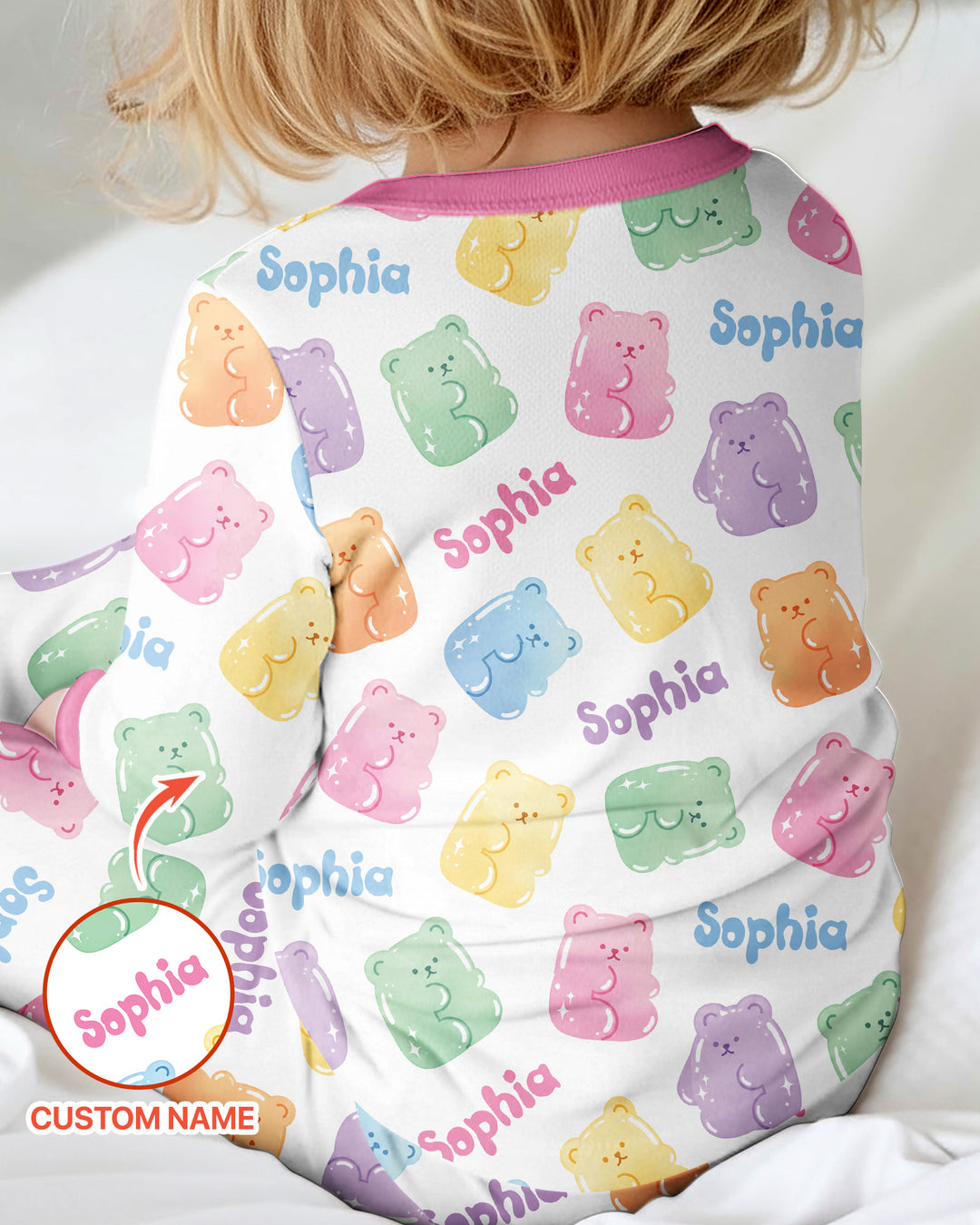 Kawaii Jelly Gummy Bears Custom Name Bamboo Convertible Zippy