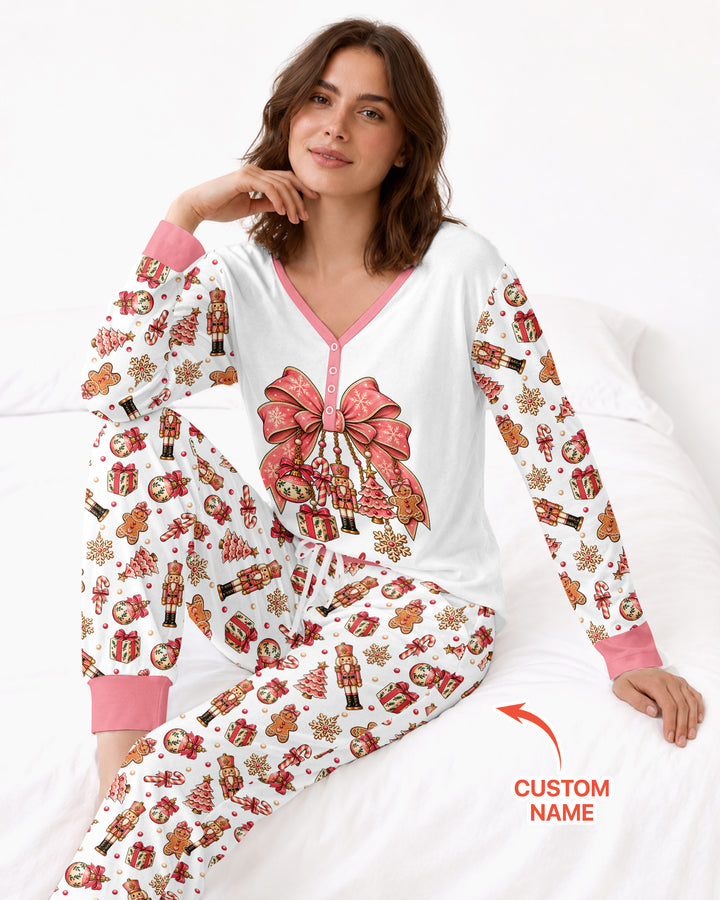 Custom Name Nutcracker The Bow Bamboo Women Pajama Set