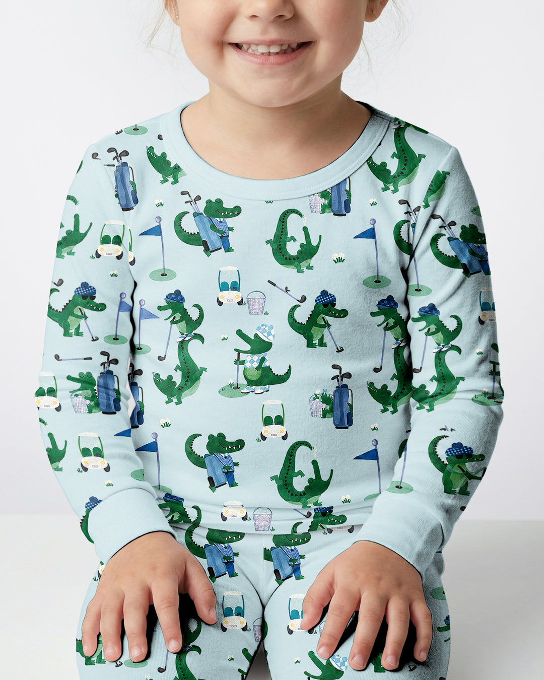 Golfing Gators Bamboo Two Piece Long Sleeve Pajama Set