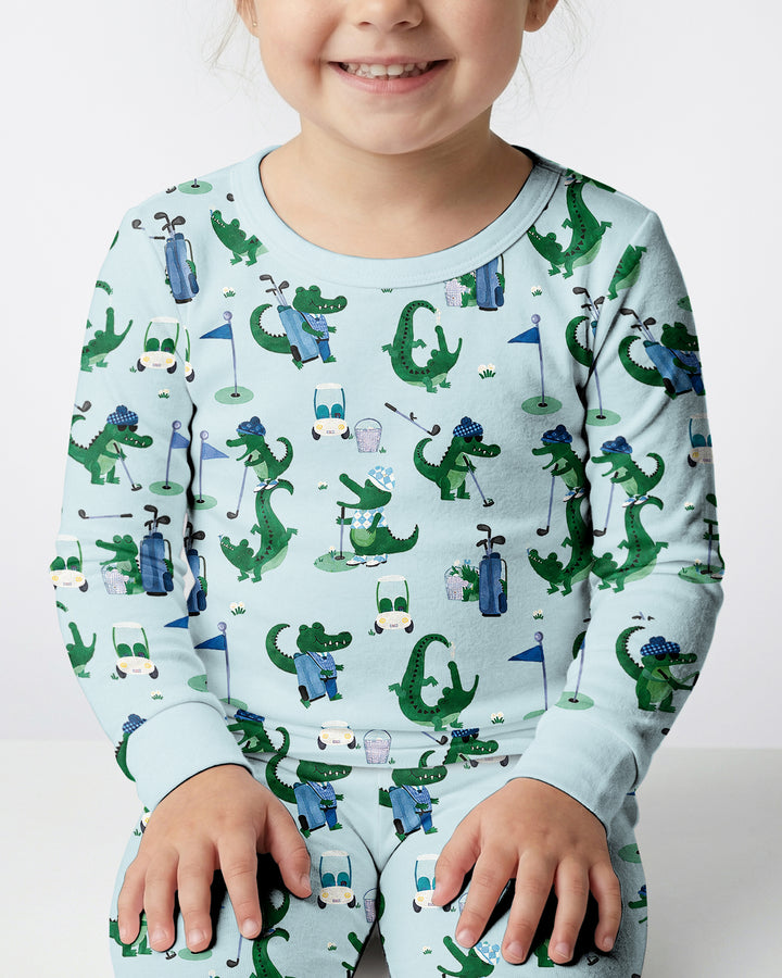 Golfing Gators Bamboo Two Piece Long Sleeve Pajama Set