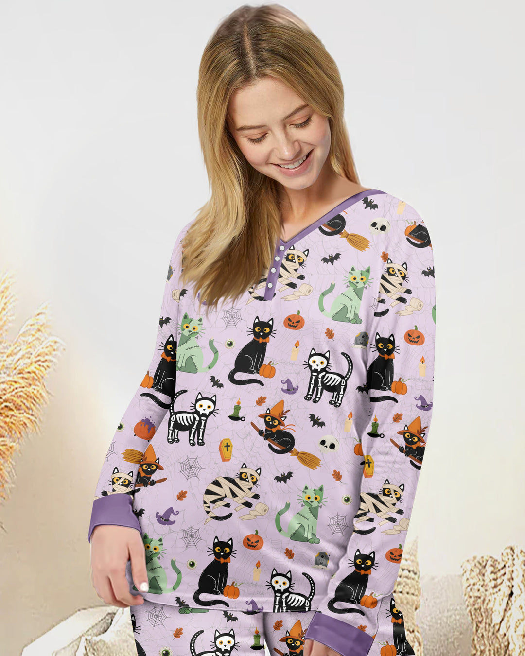 Spooky Cat Squad Bamboo Women Pajama Set