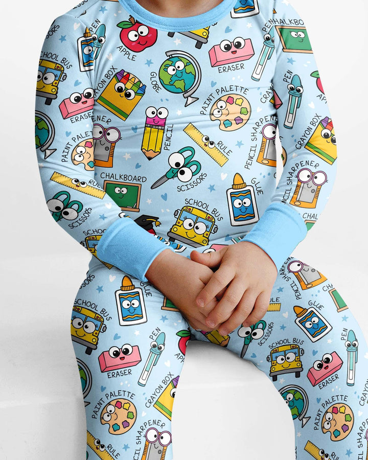 Happy School Pals  Bamboo Two Piece Long Sleeve Pajama Set
