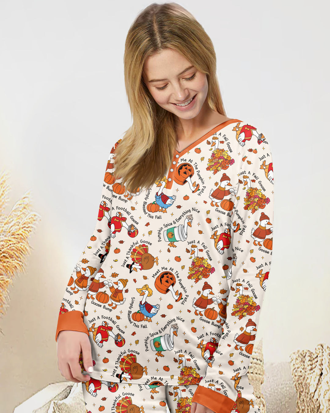 Just A Fall Goose Family Matching Bamboo Women Pajama Set