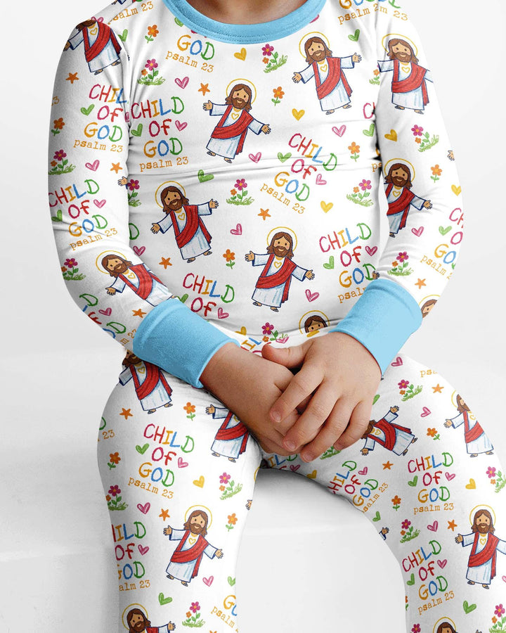 Jesus Loves Me Bamboo Two Piece Long Sleeve Pajama Set