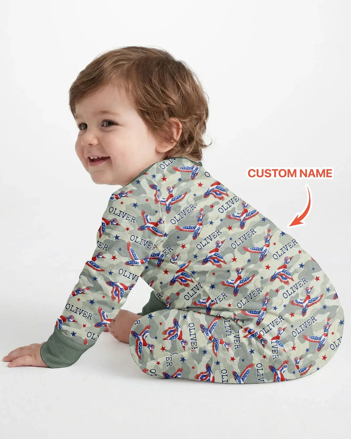 Custom Name America Mallard Duck Family Matching Bamboo Convertible Zippy