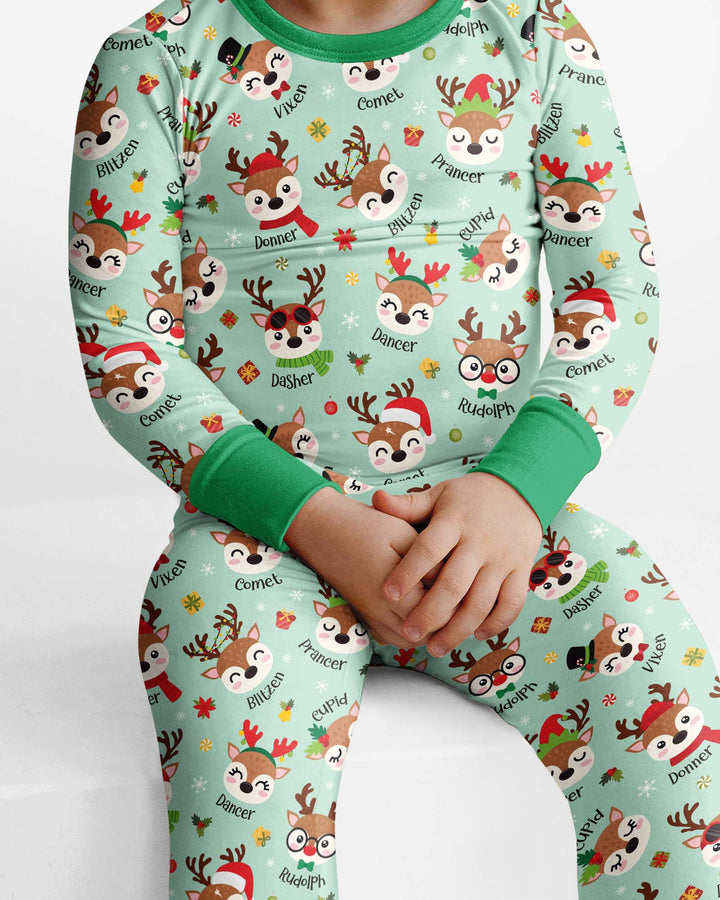 Christmas Reindeer Squad Bamboo Two Piece Long Sleeve Pajama Set
