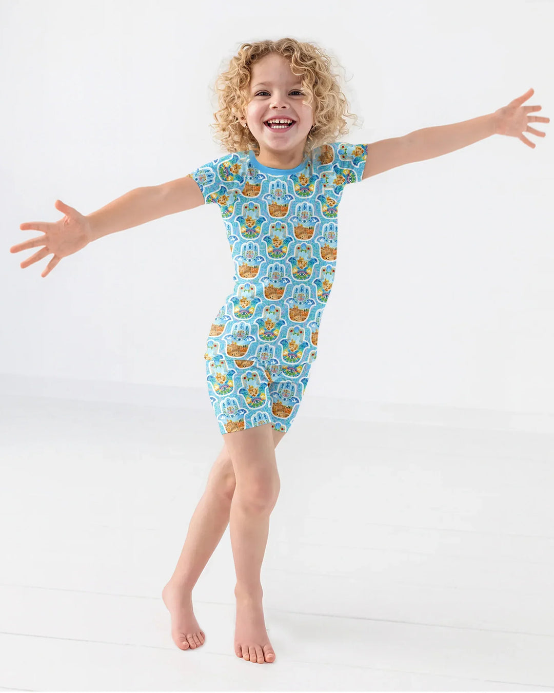 Hamsa Hand Bamboo Two Piece Short Sleeve Shorts Pajama Set