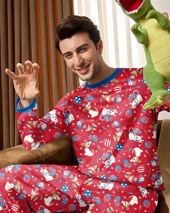 Red, White & Woof Family Matching Bamboo Men's Pajama Set