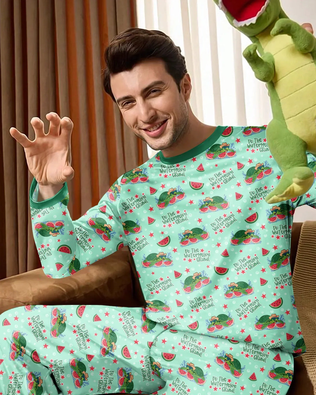 Watermelon Turtle Family Matching Bamboo Men's Pajama Set
