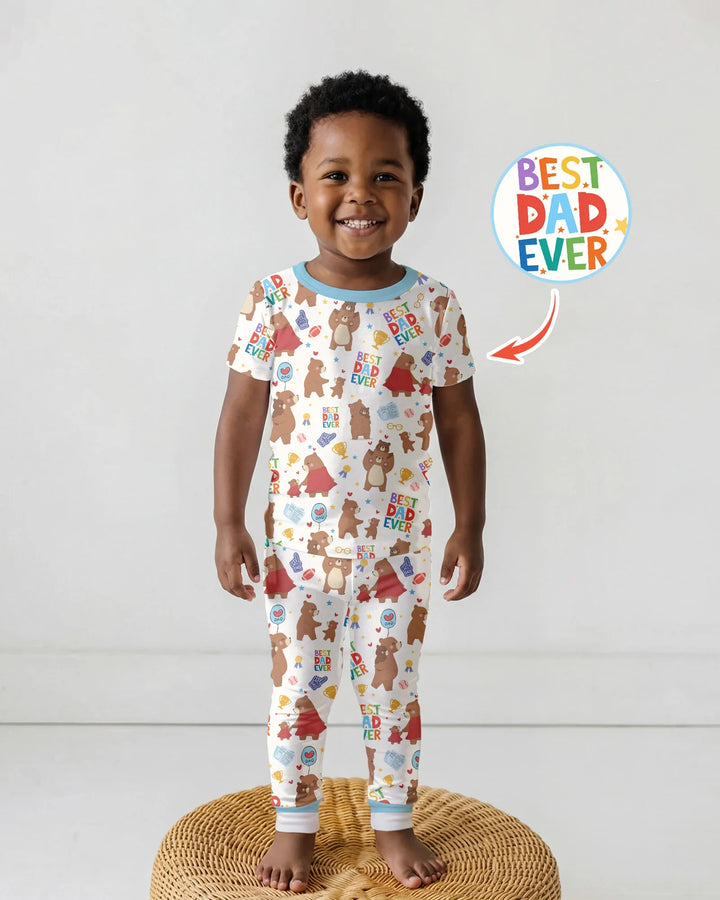 Best Daddy Bear Ever Family Matching Bamboo Two Piece Short Sleeve Pajama Set