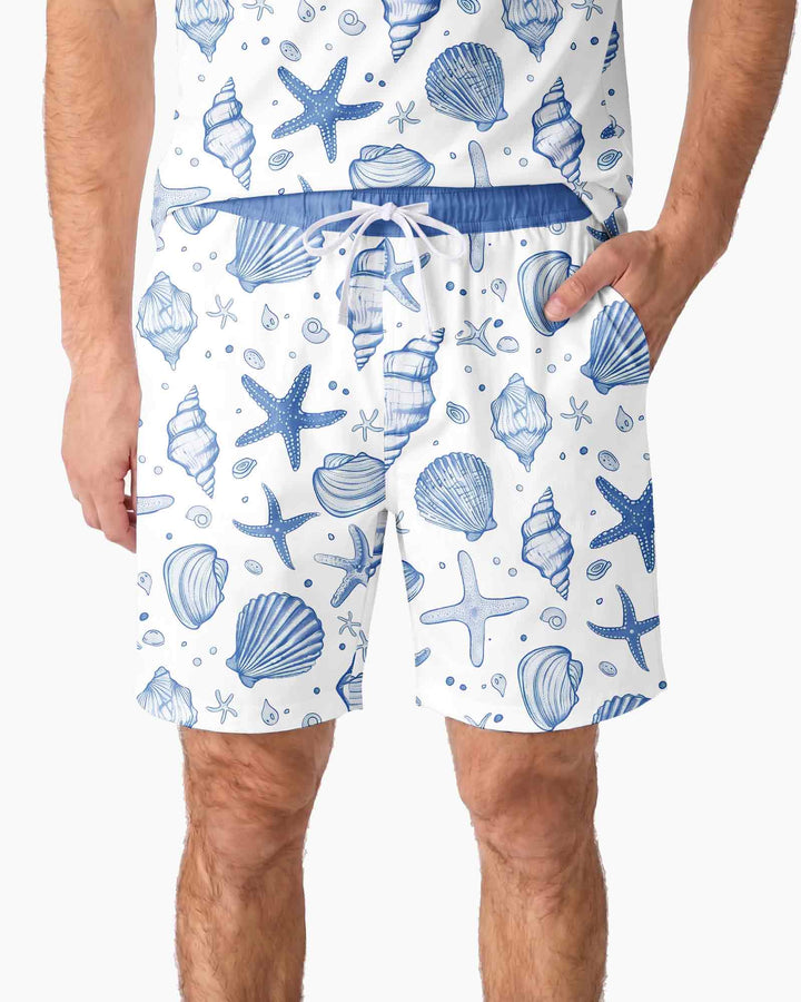 Coastal Charm Family Matching Bamboo Men Short Sleeve Short Pajama Set