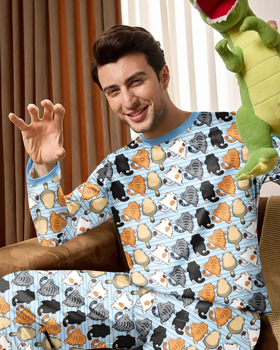 Funny Cat Butts Club Family Matching Bamboo Men's Pajama Set