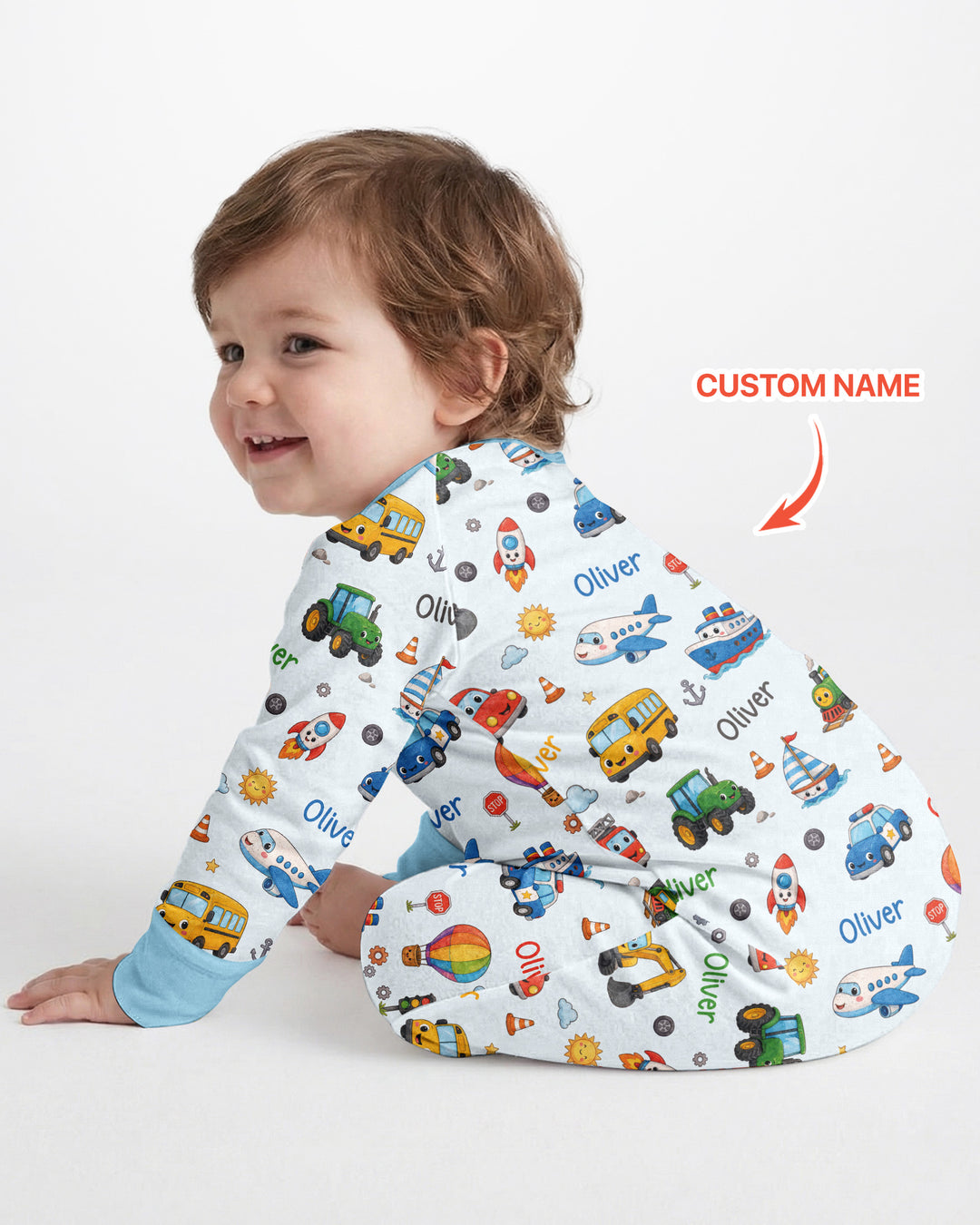 Custom Name Cute Transport Bamboo Convertible Zippy