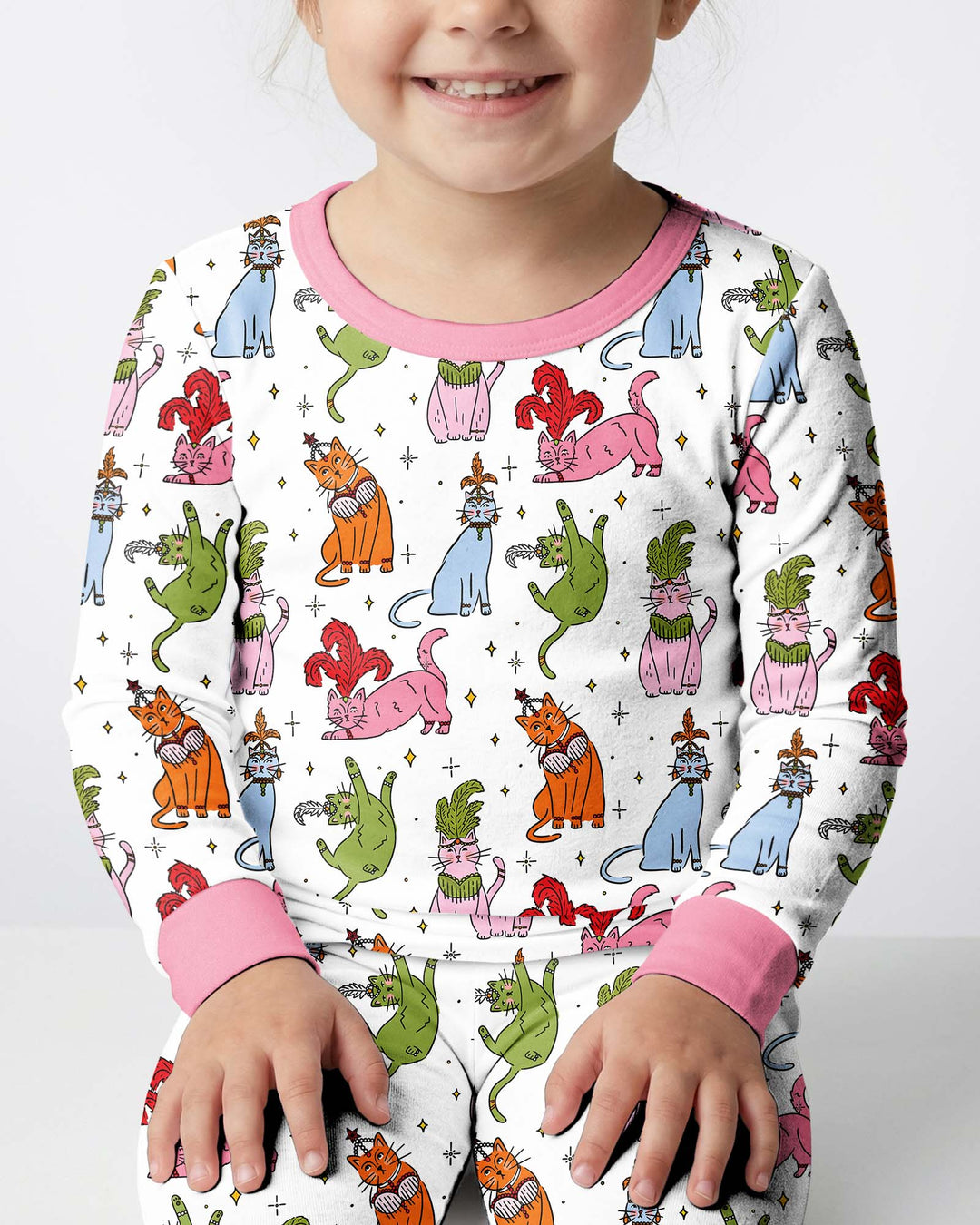 Whimsical Cats Bamboo Two Piece Long Sleeve Pajama Set