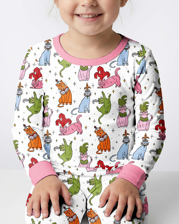 Whimsical Cats Bamboo Two Piece Long Sleeve Pajama Set