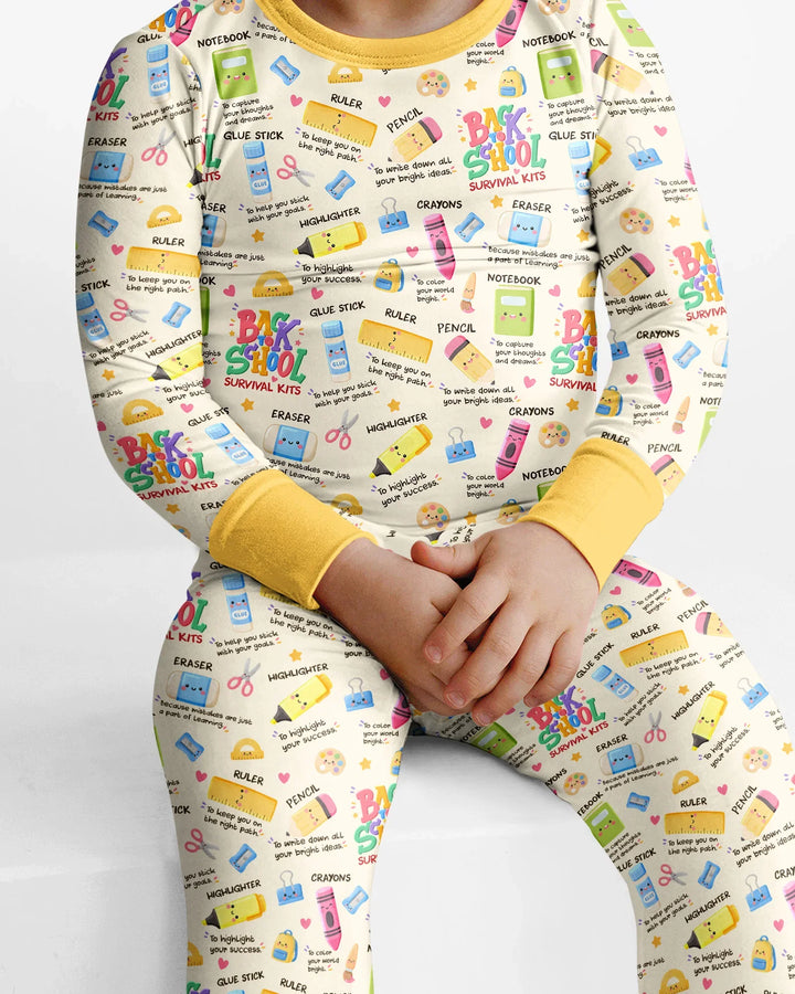 Back To School Survival Kit Bamboo Two Piece Long Sleeve Pajama Set