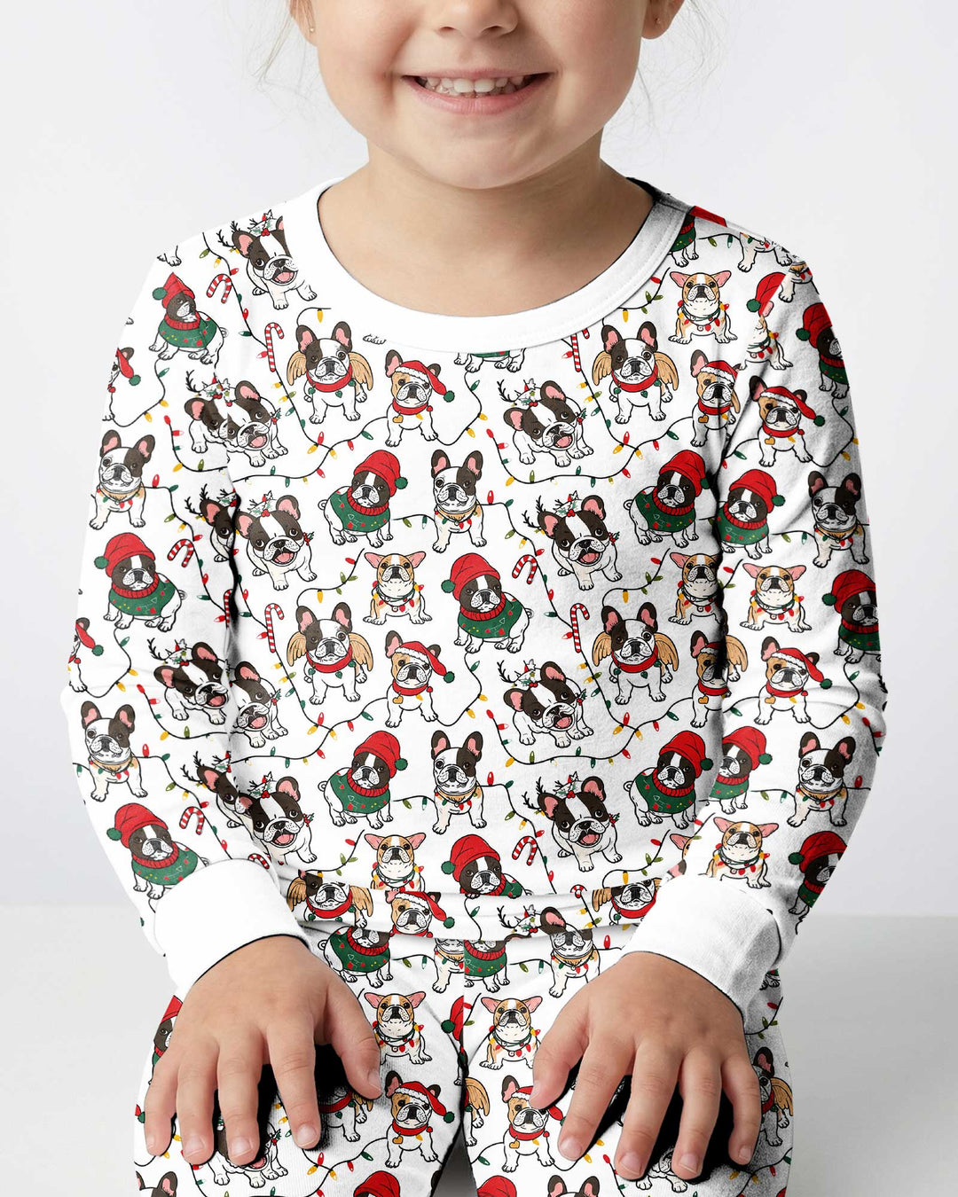 Bulldog Christmas Bamboo Two Piece Long Sleeve Pajama Set