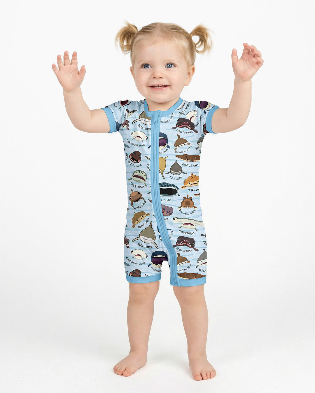 Shark Faces Bamboo Shorty Zippy