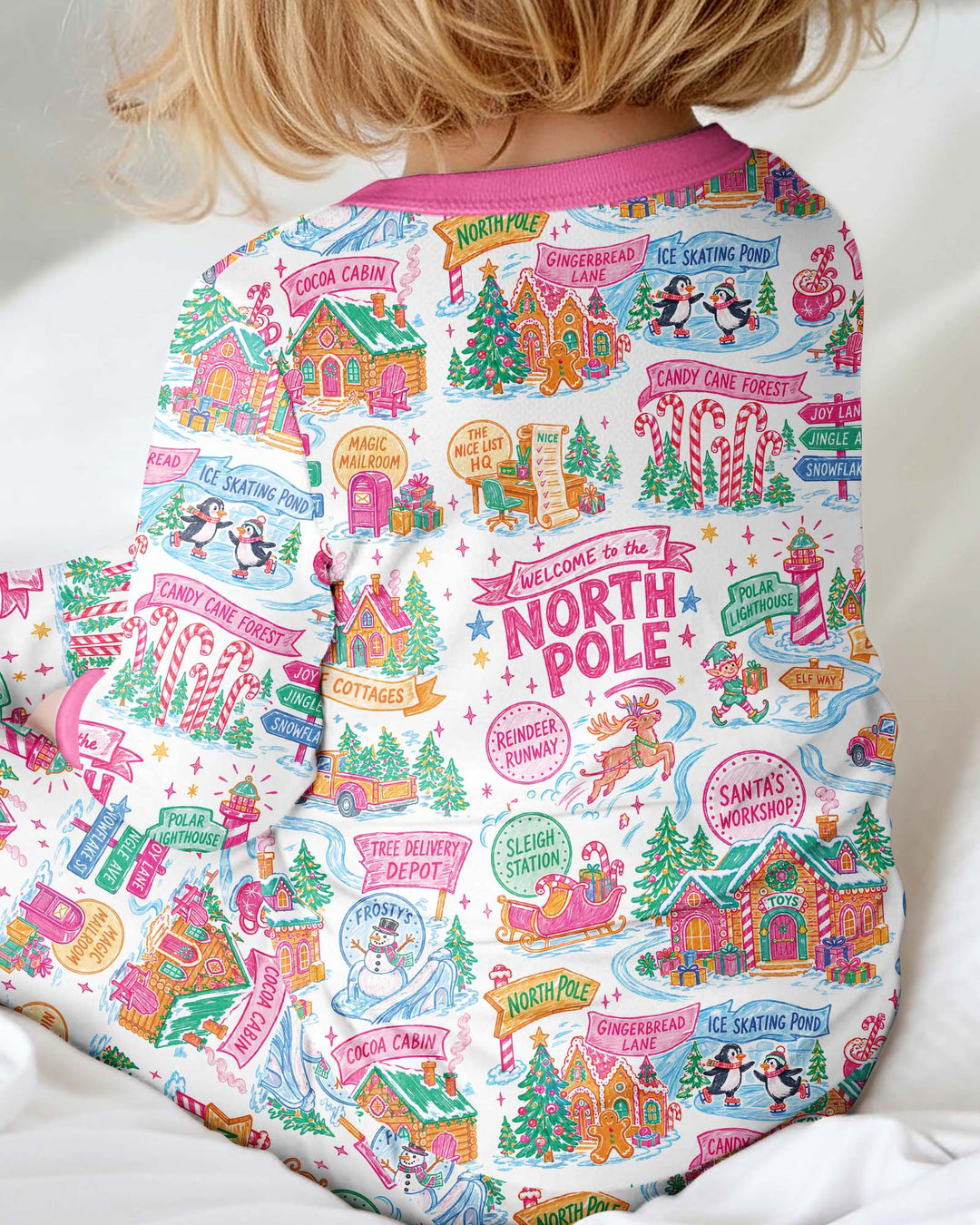 Welcome To North Pole Village Pink Christmas Bamboo Convertible Zippy