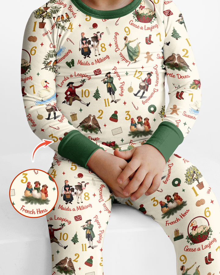12 Days of Christmas Bamboo Two Piece Long Sleeve Pajama Set