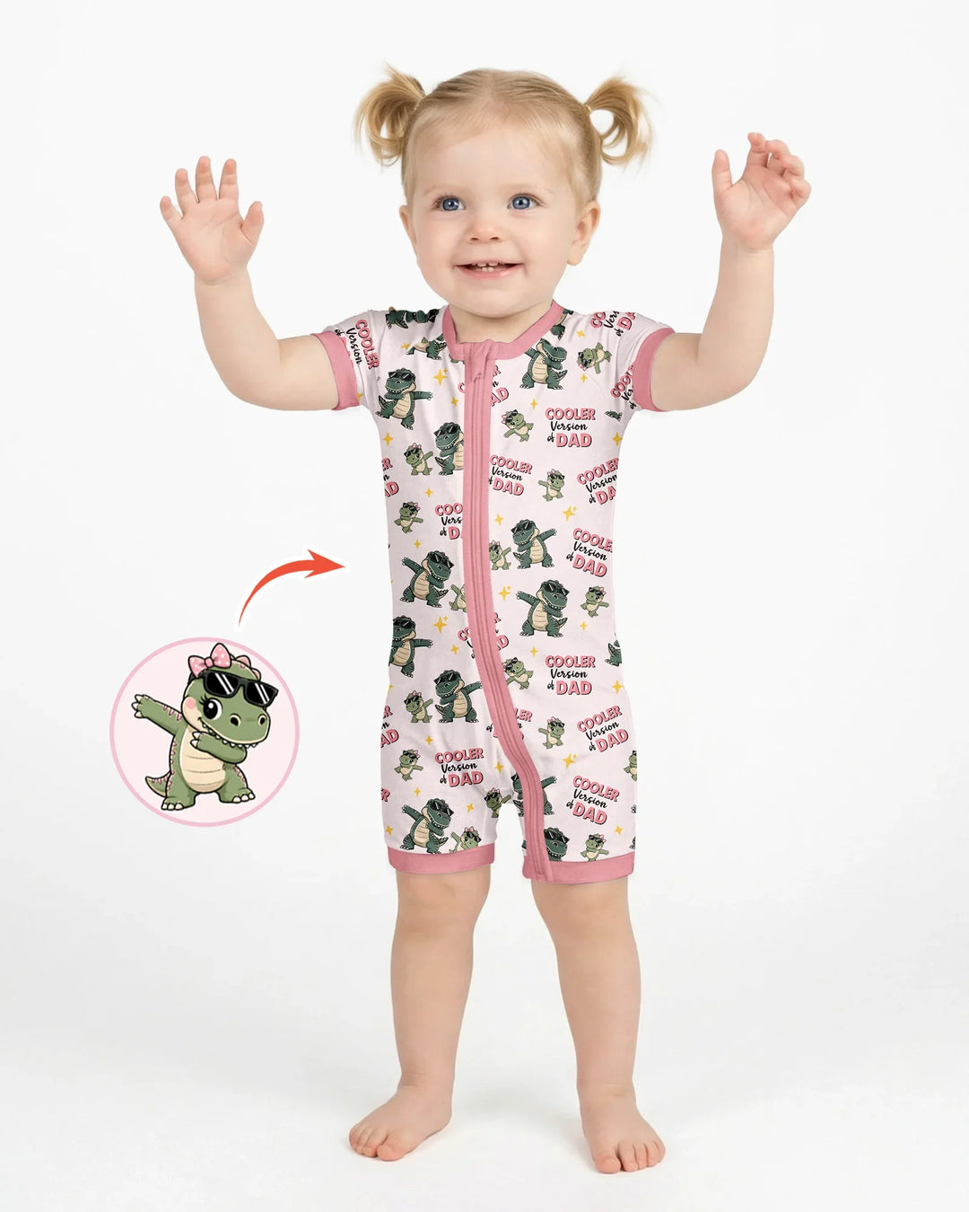 Cool Dino Daddy & Me Matching Bamboo Shorty Zippy