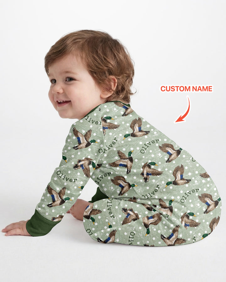Custom Name Flying Mallard Duck Bamboo Convertible Zippy