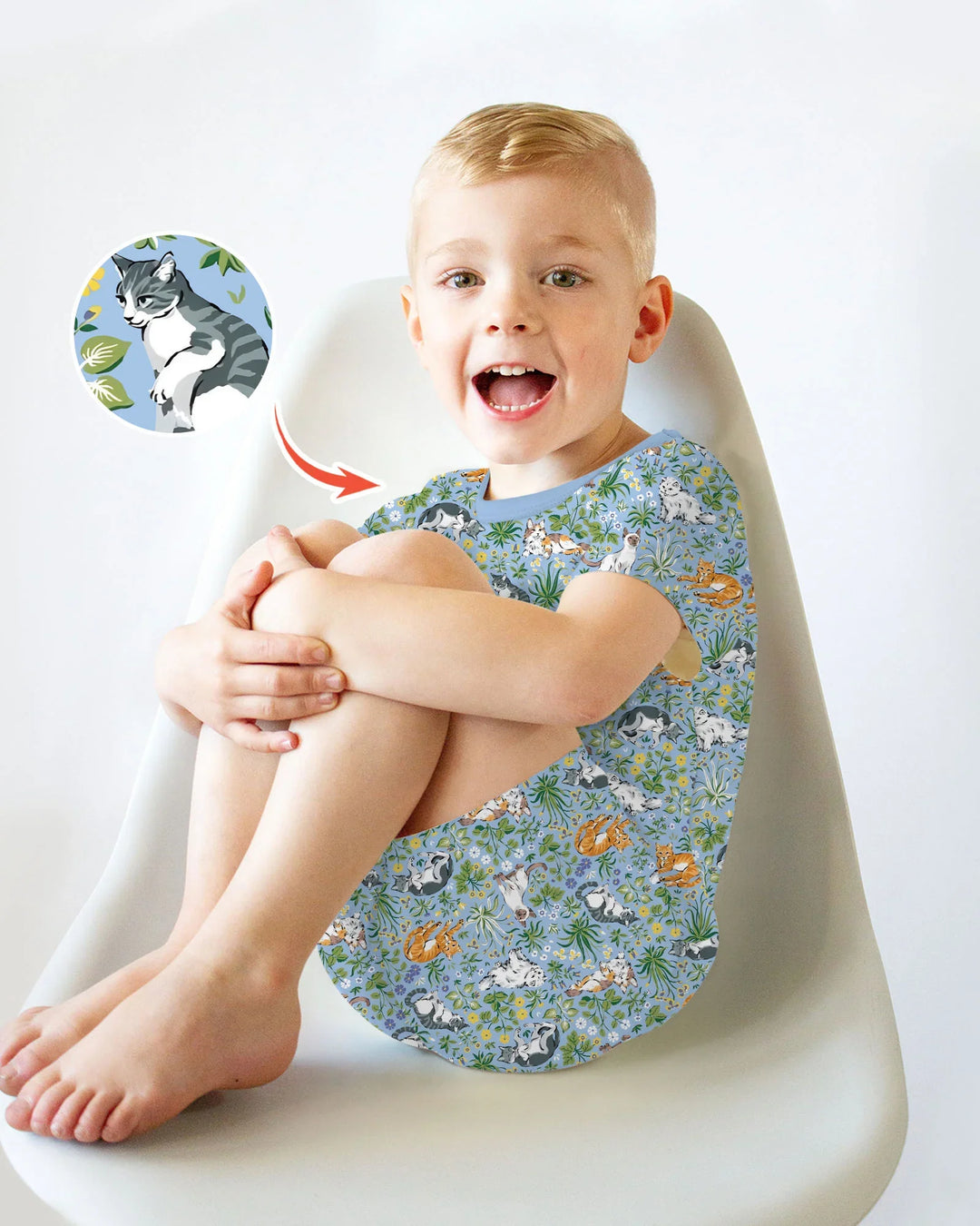 Kitten Garden Family Matching Bamboo Two Piece Short Sleeve Shorts Pajama Set