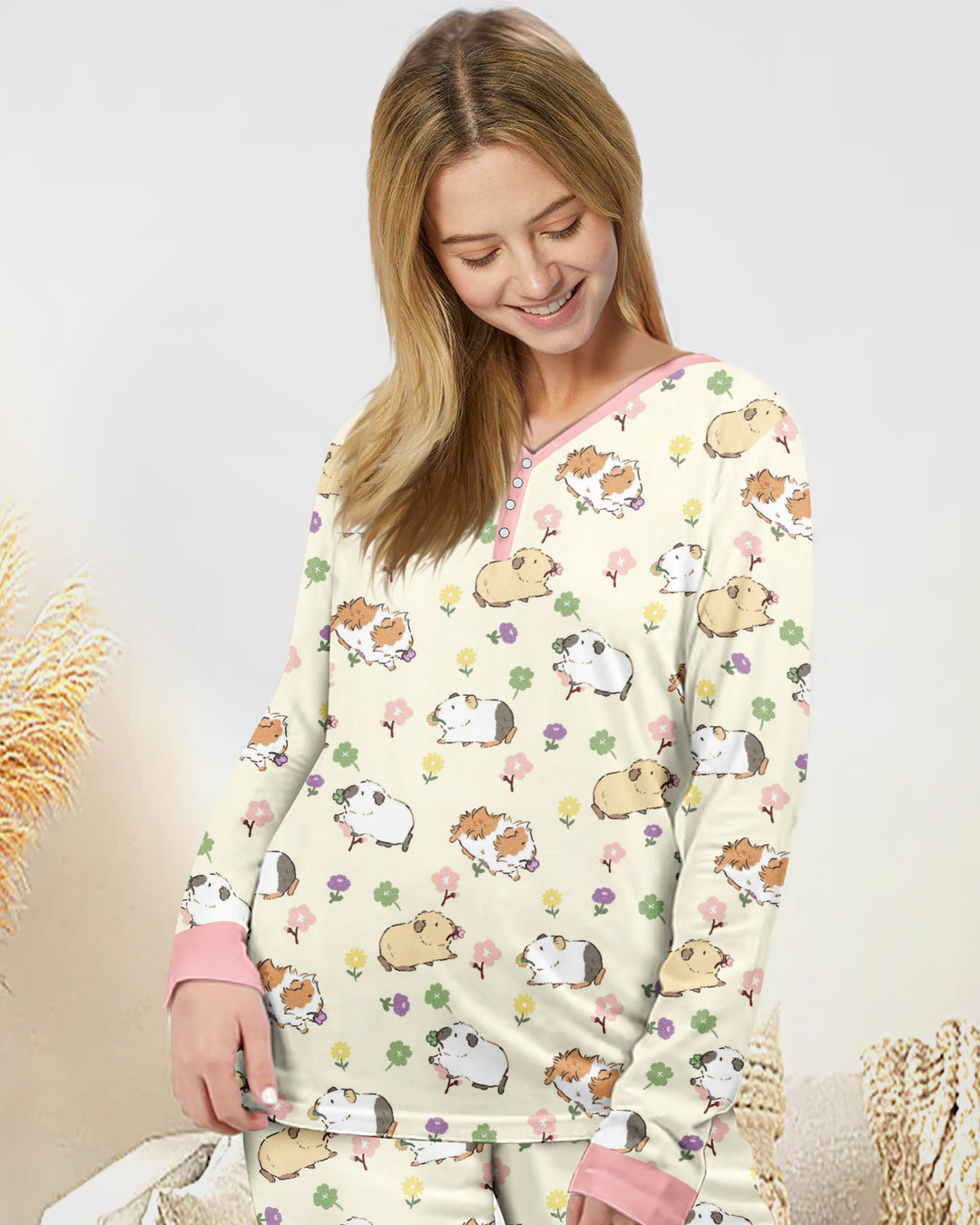 Guinea Pig Garden Bamboo Women Pajama Set