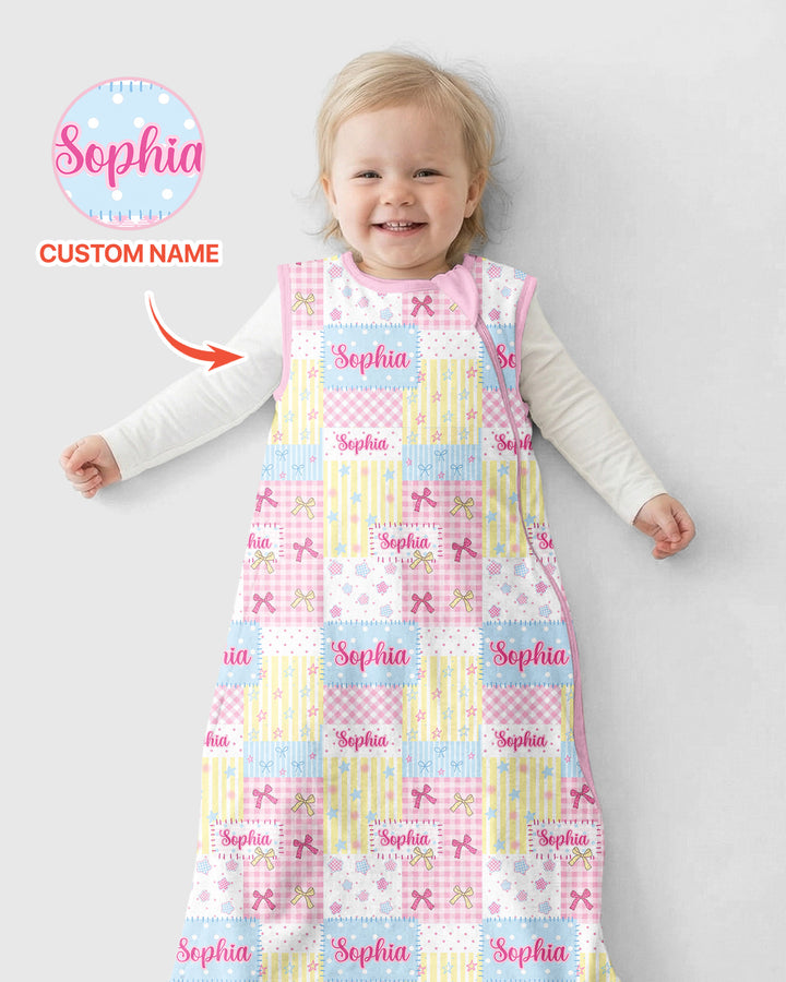 Custom Name Sweet Patchwork Bamboo Sleep Bag