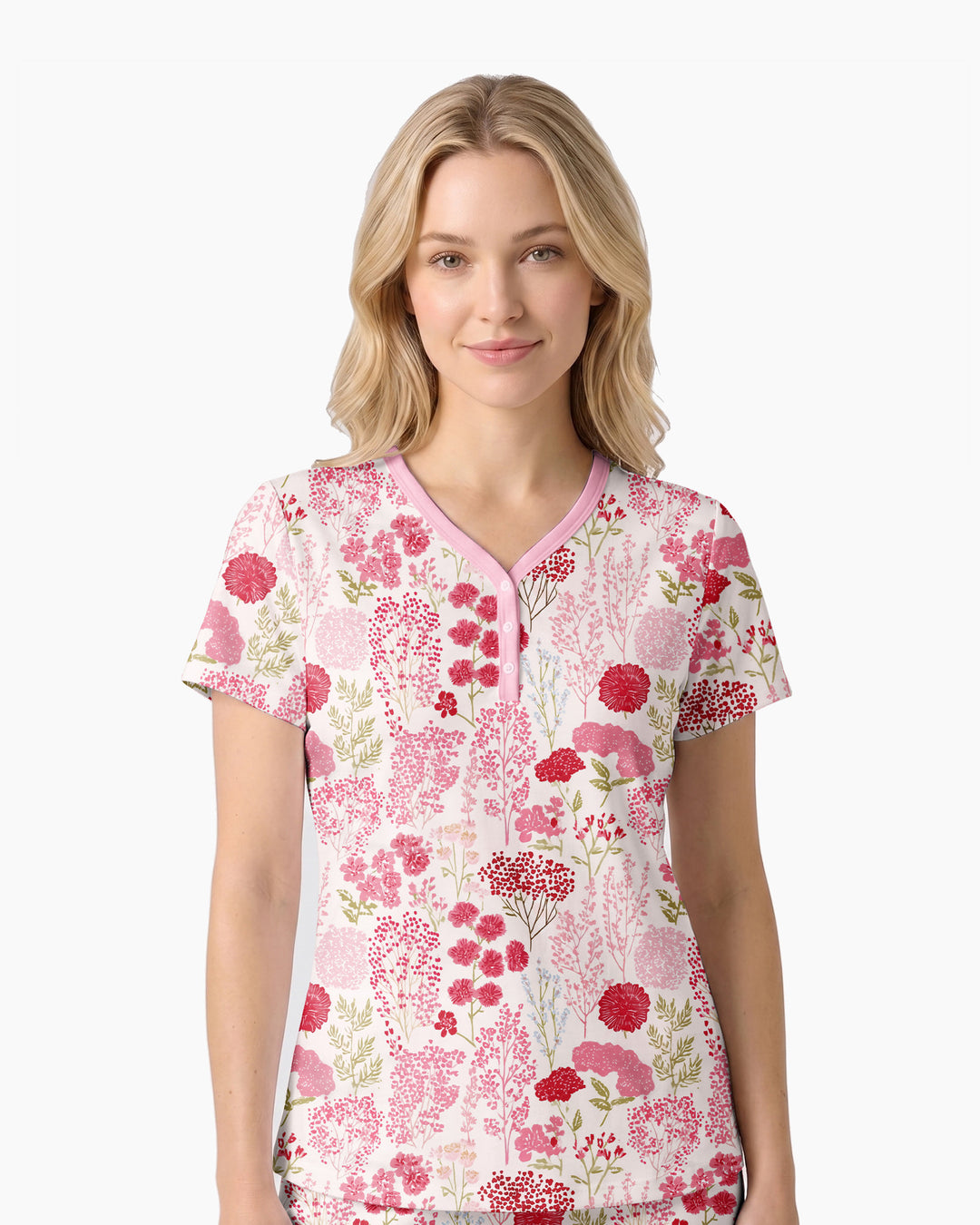 Blushing Wildflowers Bamboo Women Short Sleeve Short Pajama Set