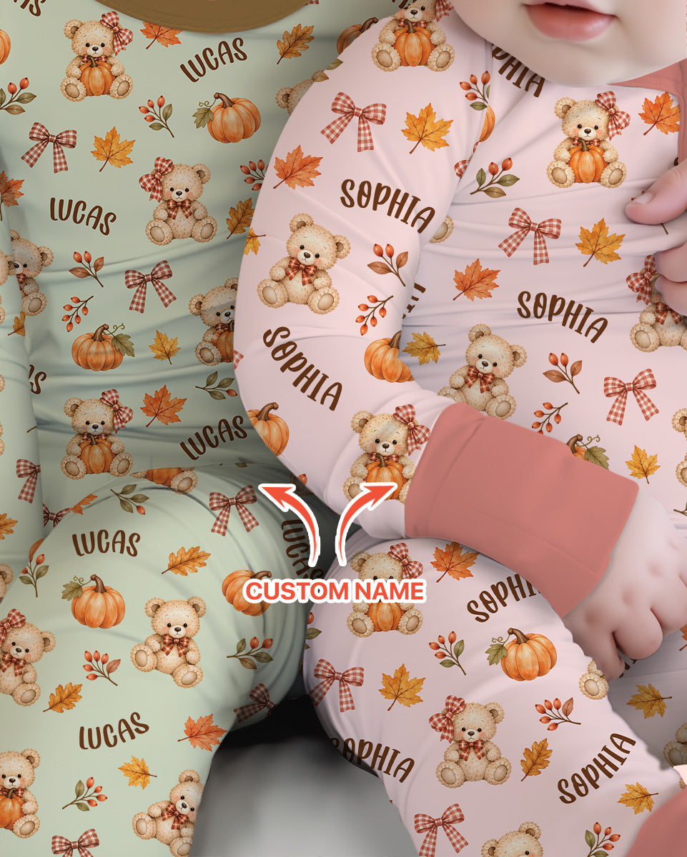 Fall Gingham Bow Teddy Bear Bamboo Convertible Zippy