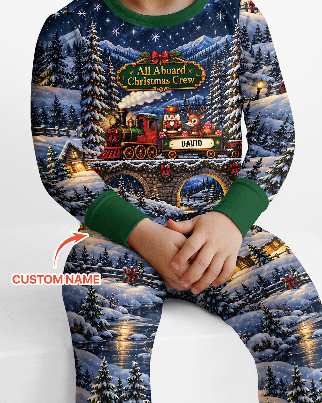 All Aboard Christmas Crew Bamboo Two Piece Long Sleeve Pajama Set