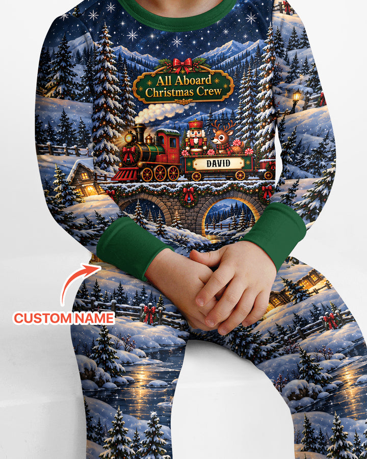 All Aboard Christmas Crew Bamboo Two Piece Long Sleeve Pajama Set