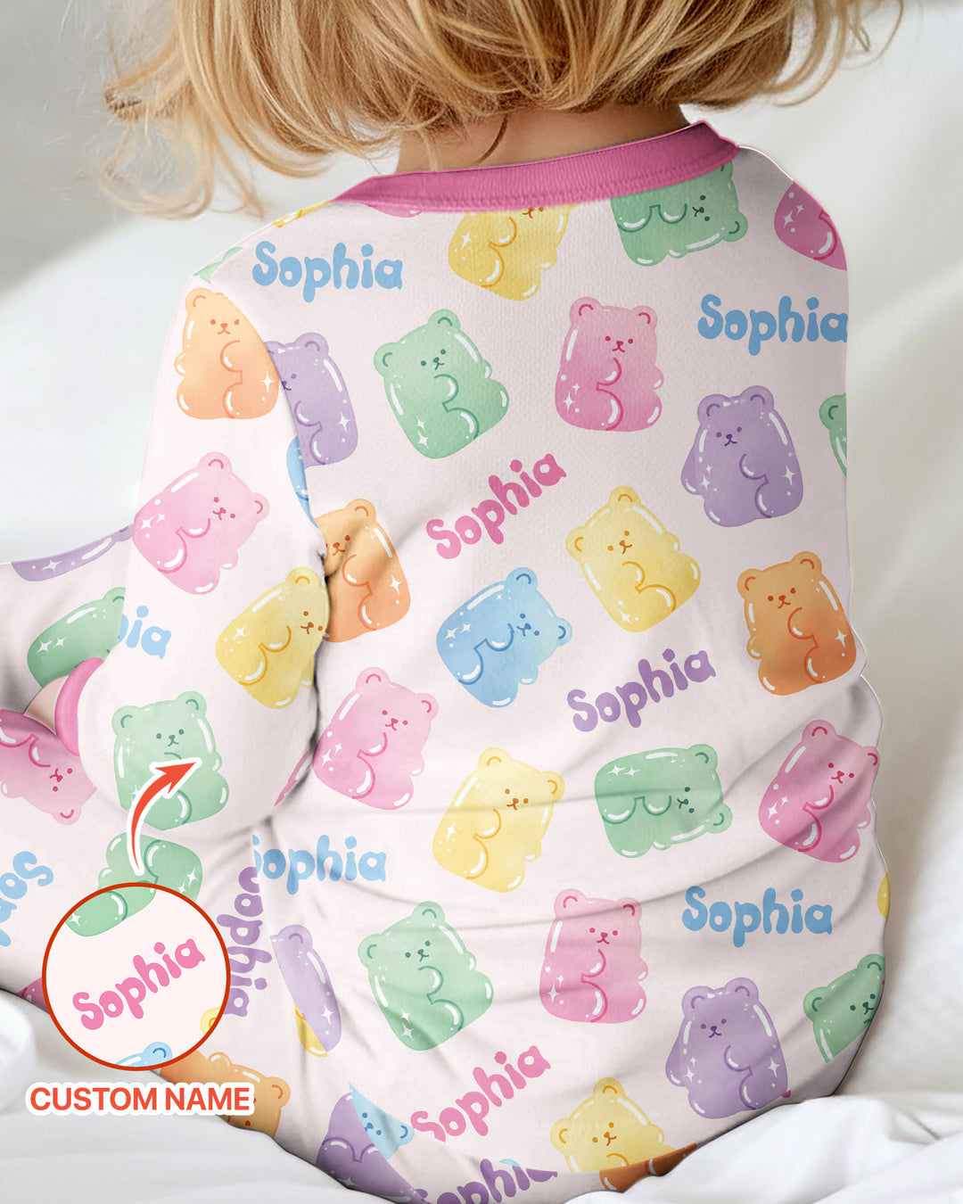 Kawaii Jelly Gummy Bears Custom Name Bamboo Convertible Zippy