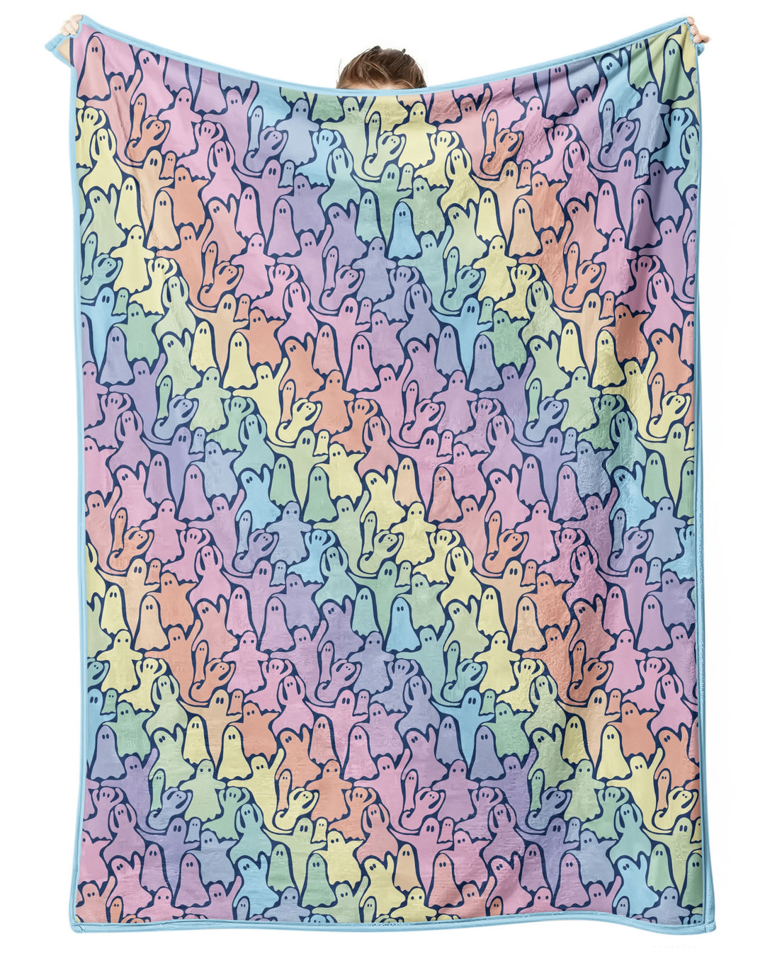 Pastel Rainbow Ghost Halloween Bamboo Blanket