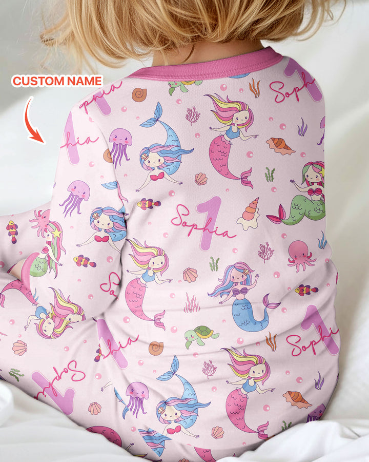 Custom Name Birthday Mermaid Bamboo Convertible Zippy
