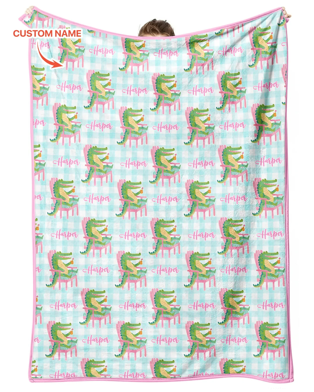 Custom Name Preppy Later Gator Bamboo Blanket