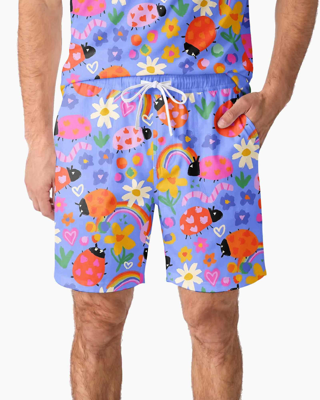 Lady Bugs Bamboo Men Short Sleeve Short Pajama Set