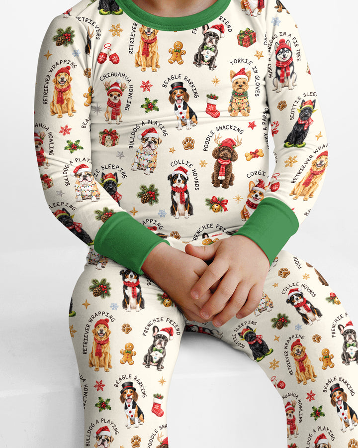 The 12 Dogs Of Christmas Bamboo Two Piece Long Sleeve Pajama Set