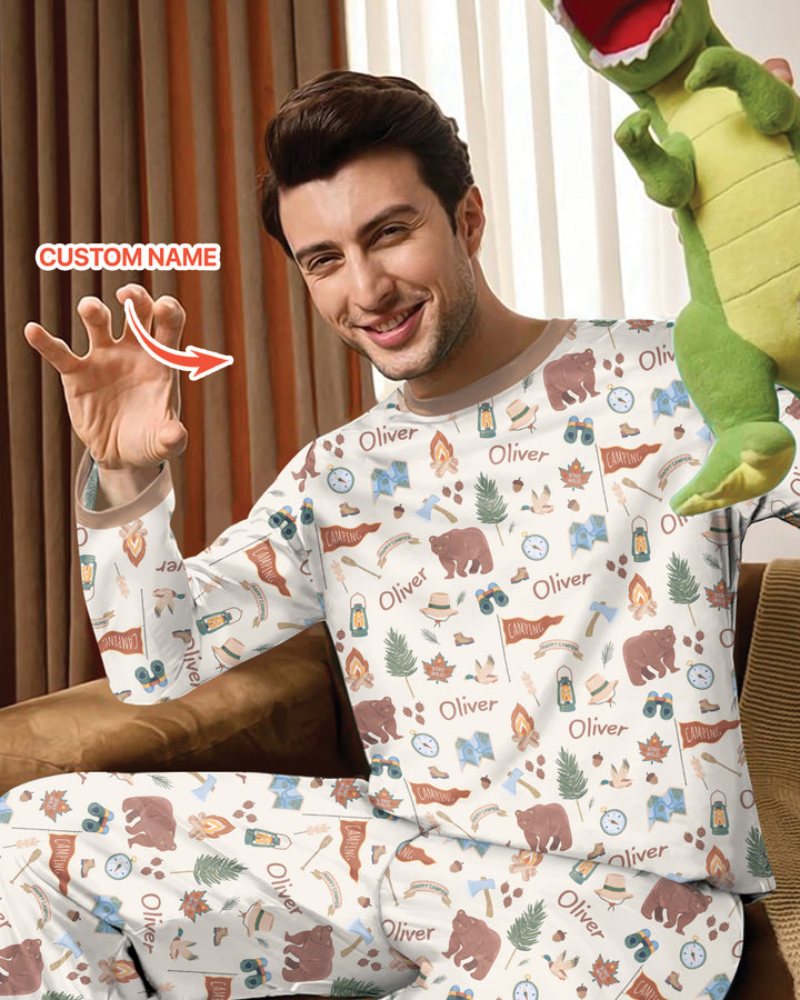 Custom Name Adventure Outdoors Bamboo Men's Pajama Set