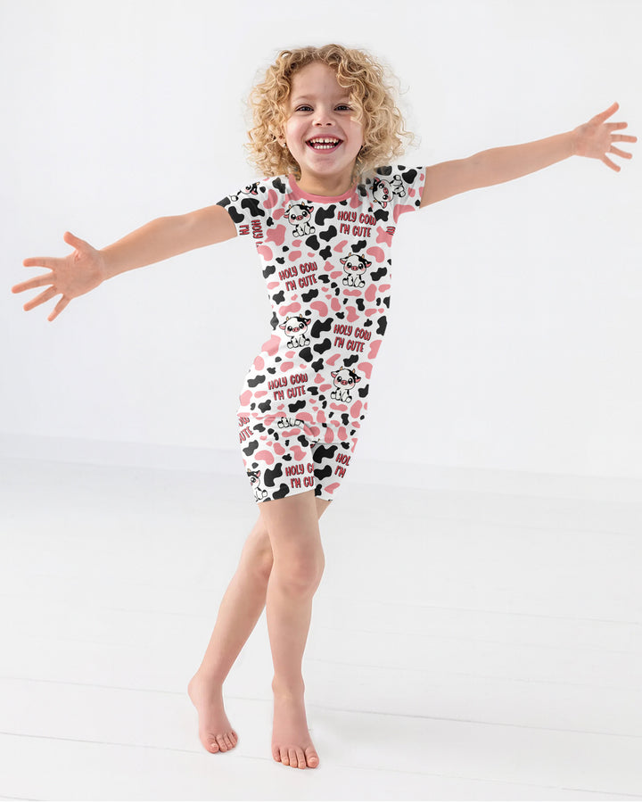 Holy Cow I'm Cute Bamboo Two Piece Short Sleeve Shorts Pajama Set
