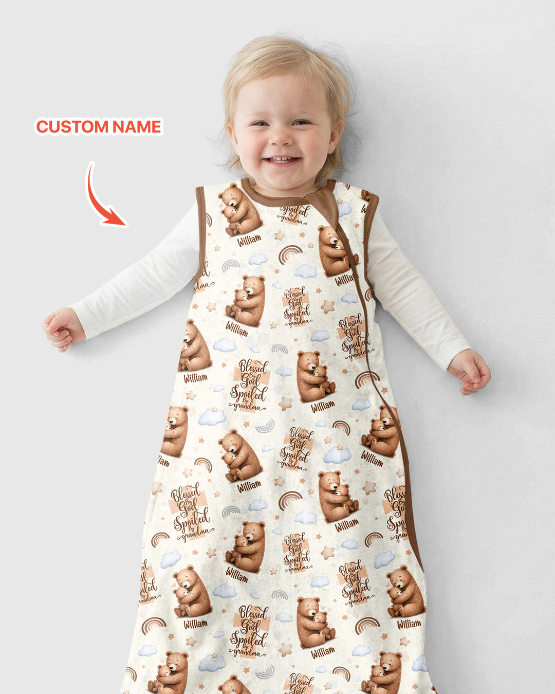 Custom Name Blessed By God Spoiled By Grandma Bamboo Sleep Bag