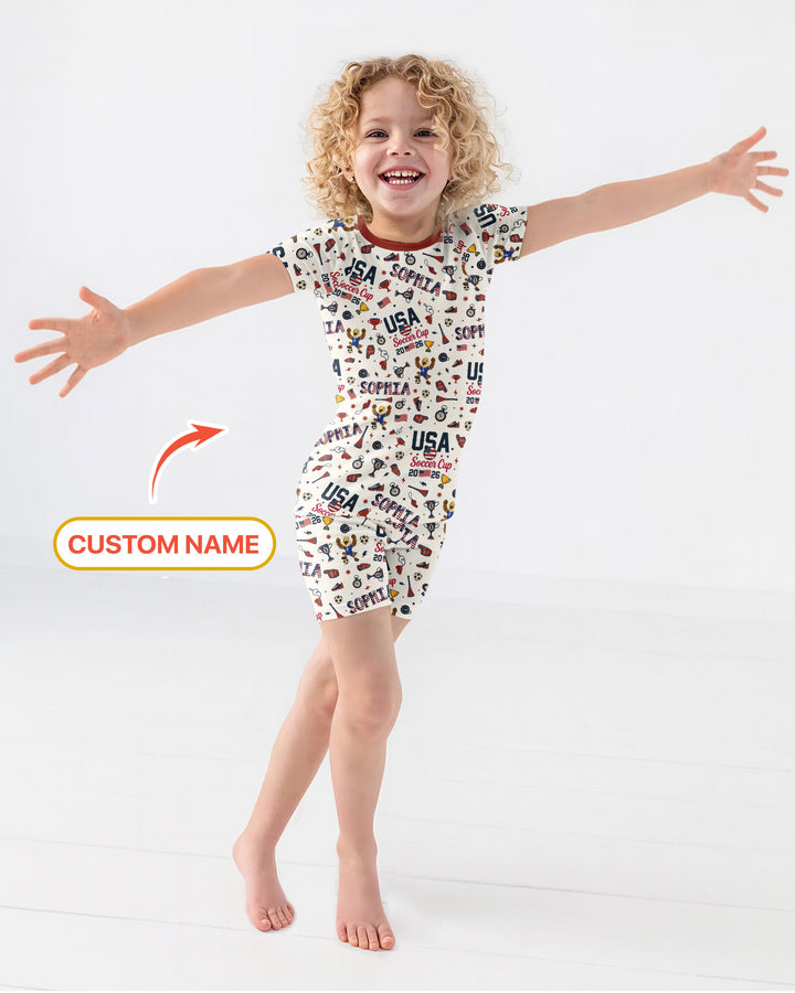 My First Soccer Cup 2026 Bamboo Two Piece Short Sleeve Shorts Pajama Set