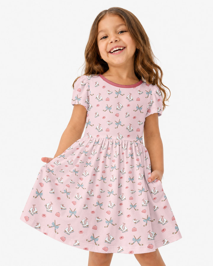 Girly Hockey Pink Bamboo Twirl Dress