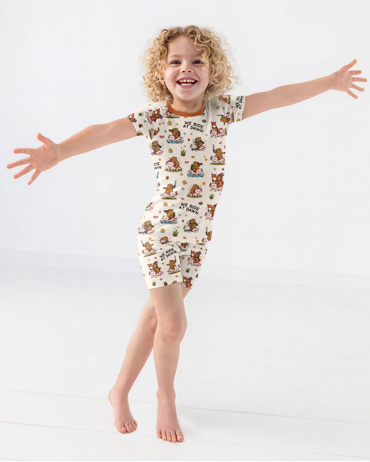 We Ride At Dawn Bamboo Two Piece Short Sleeve Shorts Pajama Set