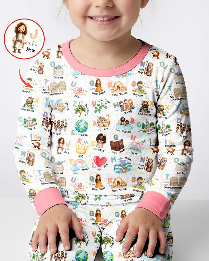 Bible ABC Alphabet Bamboo Two Piece Long Sleeve Pajama Set