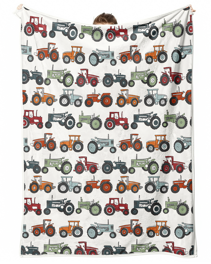Tiny Tractors Bamboo Blanket