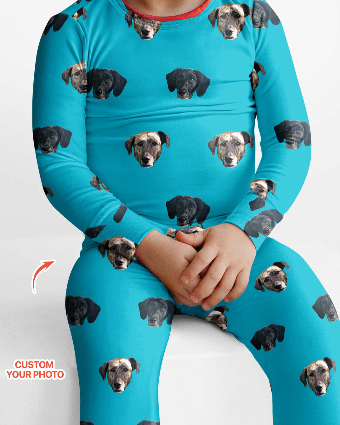Custom Pet Face Photo Bamboo Two Piece Long Sleeve Pyjamas Set
